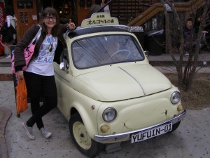 Old shot from a previous trip later in the spring of me with the tiny car!